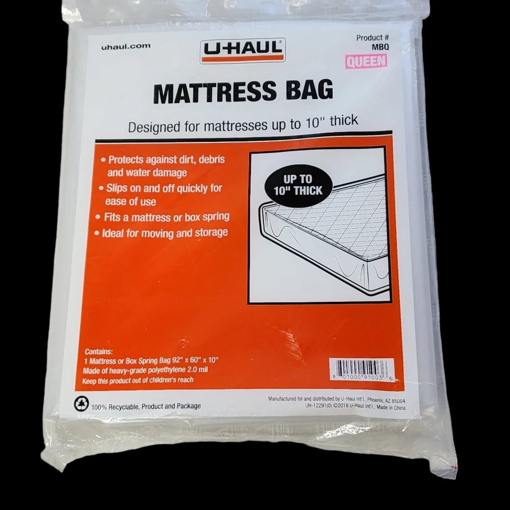 Uhaul mattress or box spring cover case to keep items clean new in bag